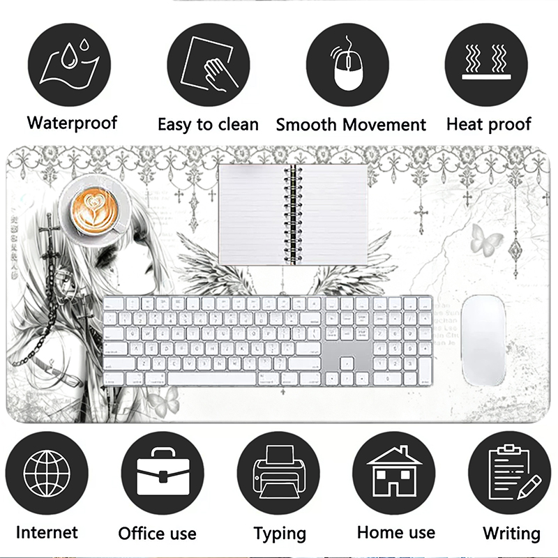 لوحة ماوس جلدية سوداء وبيضاء ب - مراجعة Gaming Accessories Aesthetic وسعره
